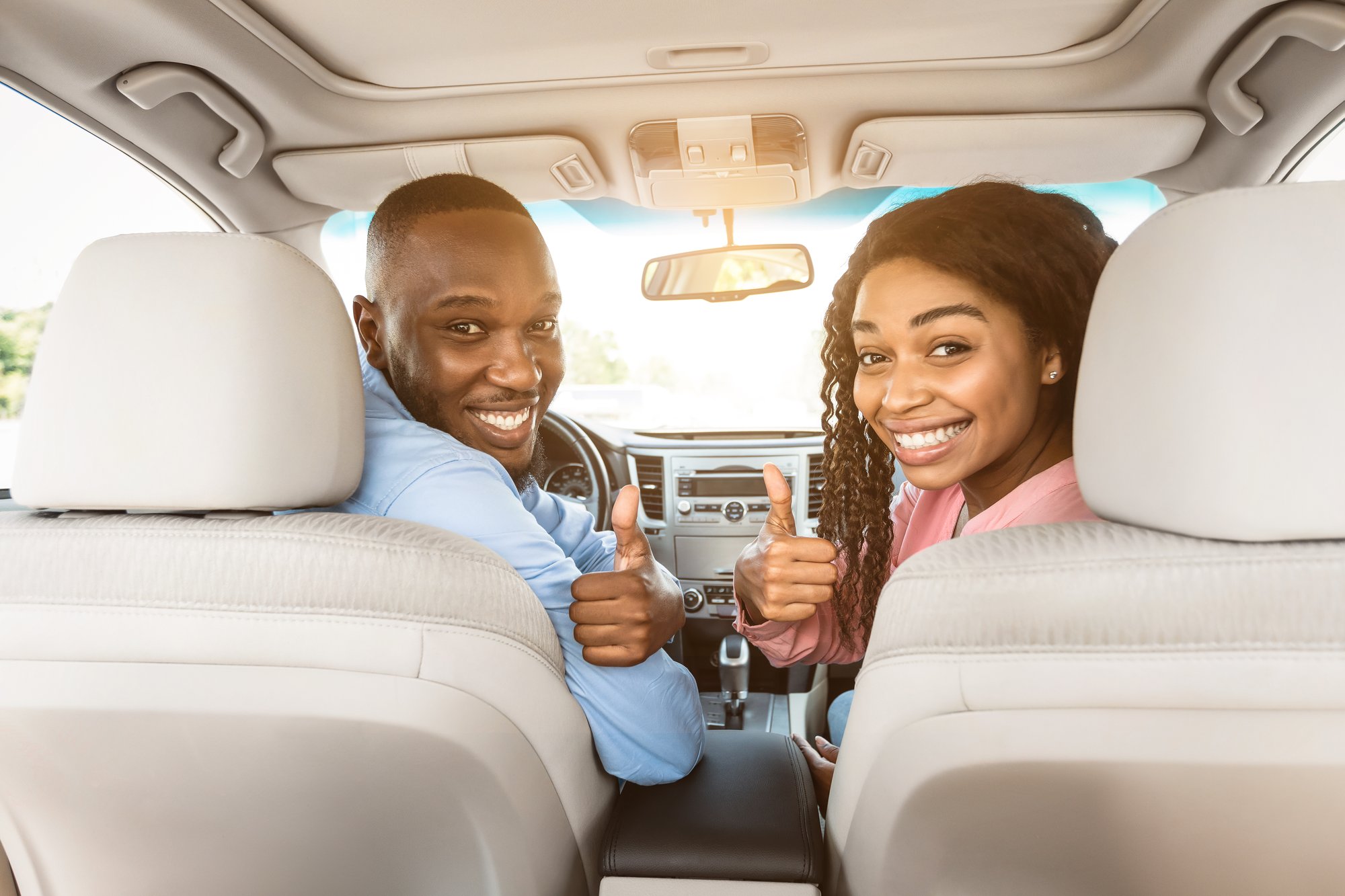 Happy Passenger and driver